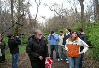 Dr. Edd Barrows leads a group of students in study along Haul Road.